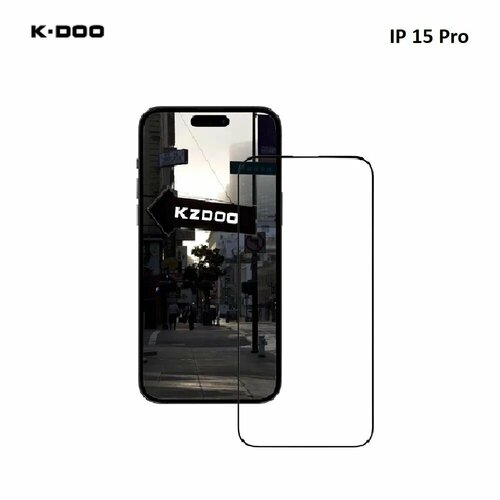 Стекло с тонкой рамкой для Iphone 15 Pro, KZDOO / K-DOO Full Glass Film, черный