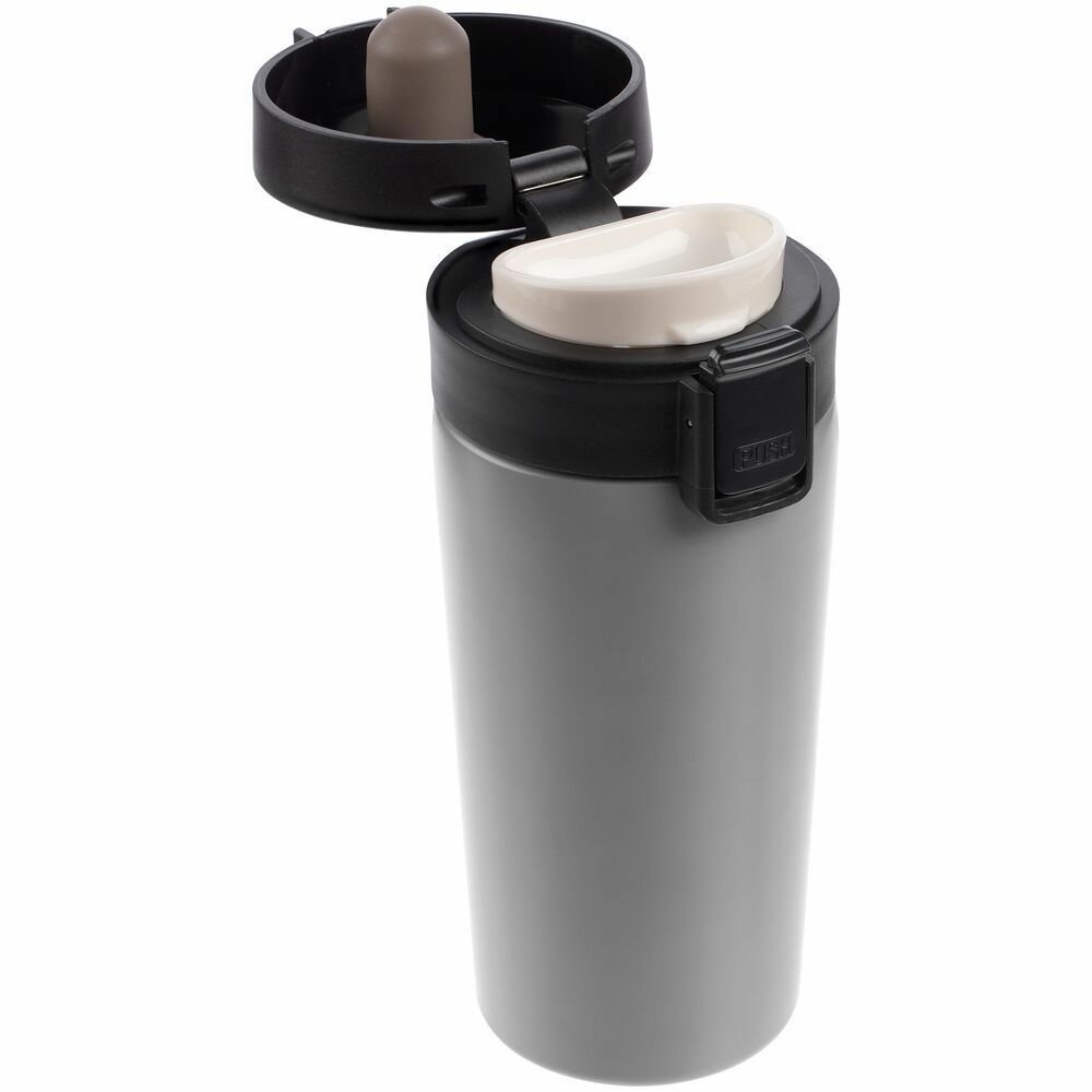 Термостакан термокружка для кофе чая с крышкой автомобильная металлическая походная кружка герметичная двухслойная вакуумная с ситечком No Leak Infuser, серый