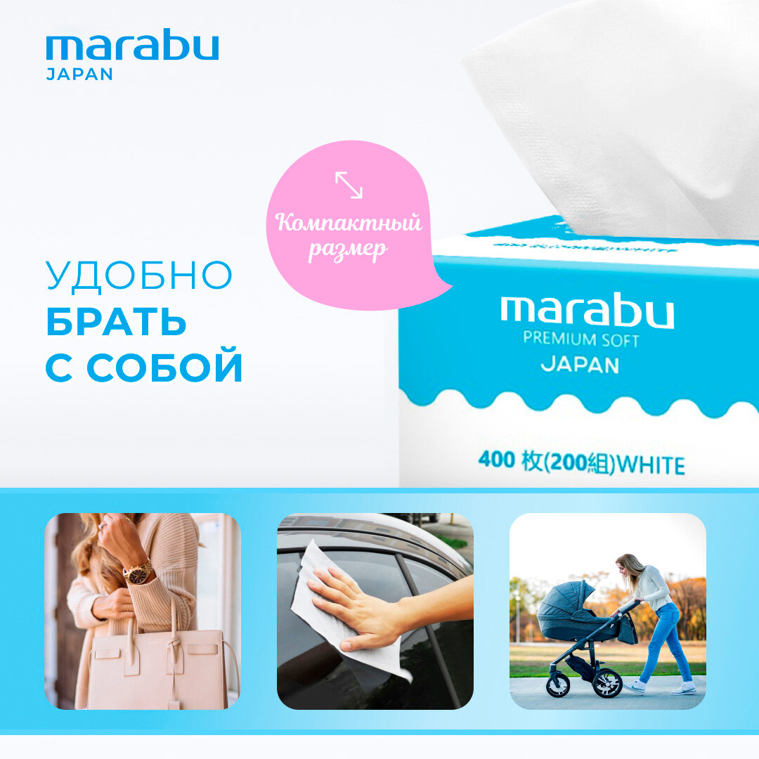 Салфетки бумажные MARABU в мягкой упаковке, 200 шт. х 5 уп.