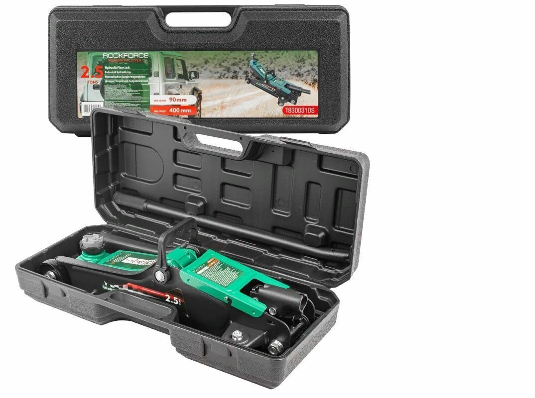 фото ROCK-FORCE RF-T830031(DS) Домкрат подкатной 2.5т 90-400мм в кейсе ROCKFORCE