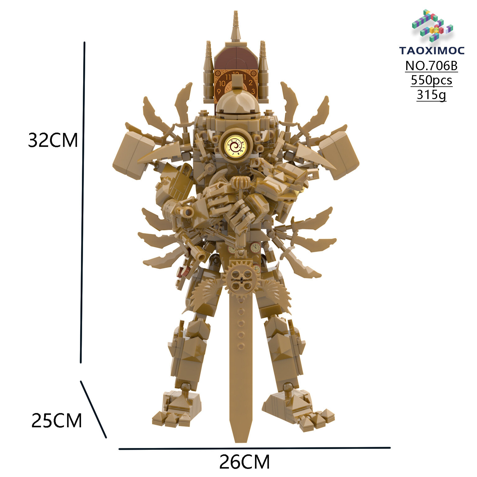 фото Игровой набор Taoxi MOC, для унитаза, строительные блоки, Skibidi, 706B, 3.5, Titan Clock King