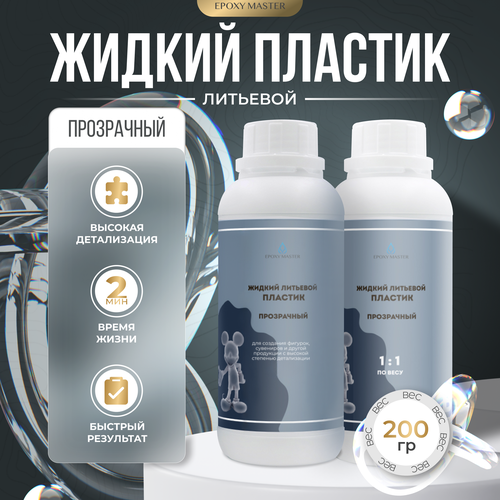 Жидкий пластик EpохyMaster ProPlast прозрачный быстрый 200г 830₽