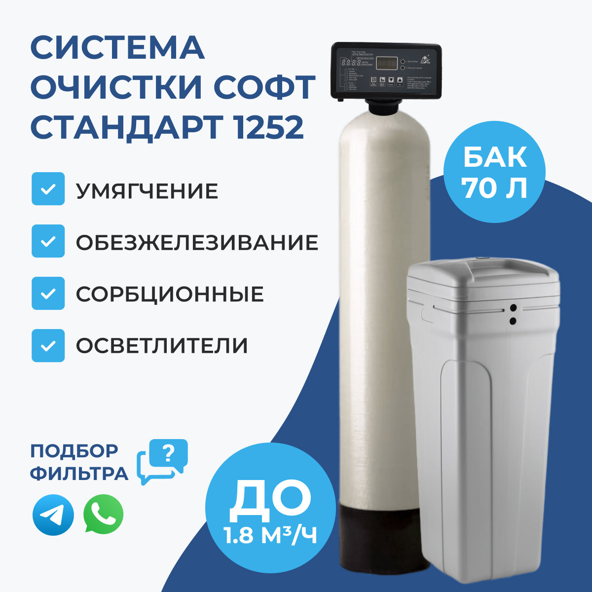 Автоматический фильтр воды от жесткости и железа Runxin 1252 / F117Q3