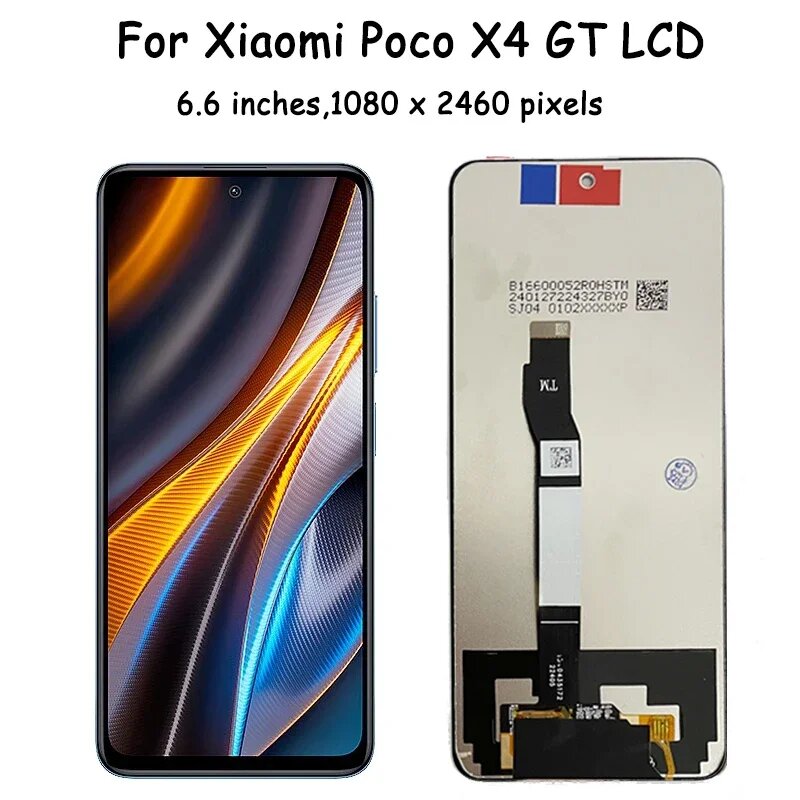 6,6 " для Xiaomi POCO X4 GT 22041216 Дигитайзер сенсорного экрана G ЖК-дисплея для Poco X4GT ЖК-дисплей с рамкой, Black no frame — фото 1