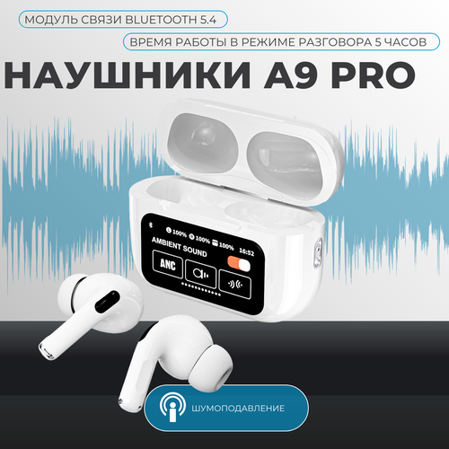 Наушники A9 PRO сенсорное управление ANC Bluetooth 54 белые 1837₽