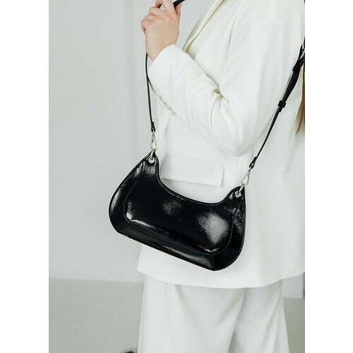 Сумка клатч Vael, фактура лаковая, зернистая, черный