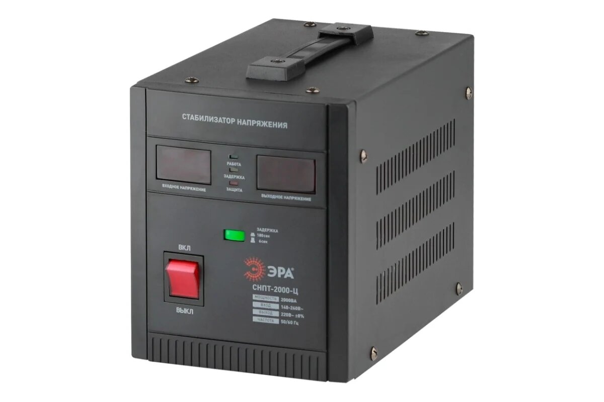 ЭРА СНПТ-2000-Ц Стабилизатор напряжения переносной, ц. д, 140-260В/220/В, 2000ВА 4/80 Б0020160