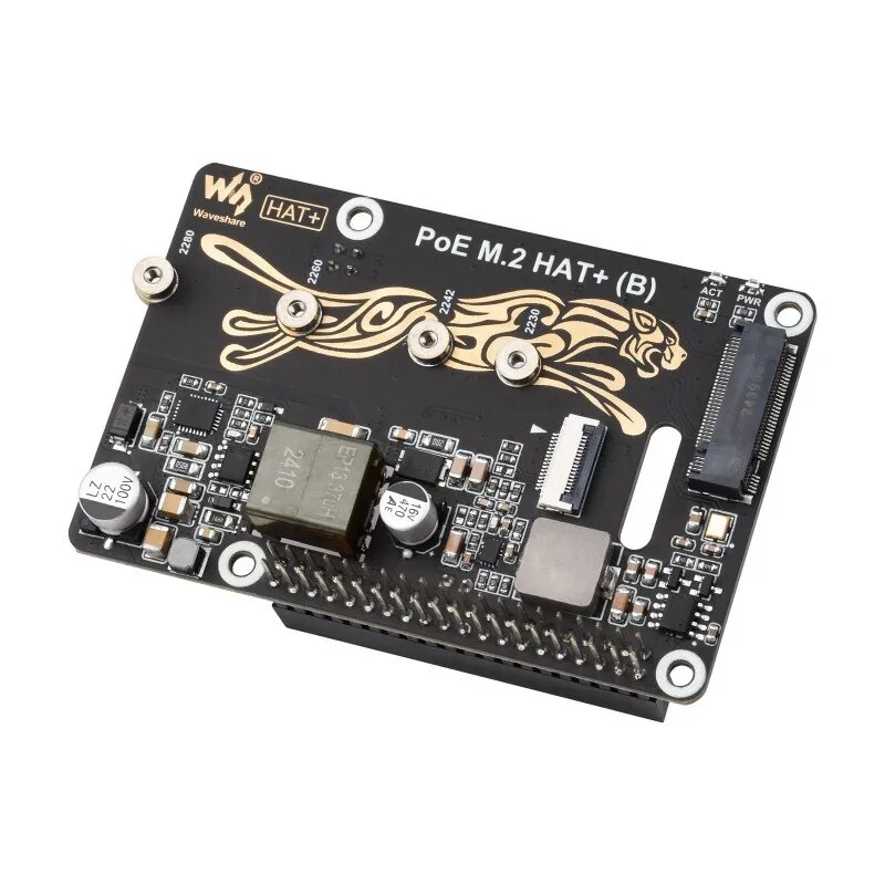 Адаптер PCIe — M.2 с функцией PoE (B) для Raspberry Pi 5, поддерживает твердотельный накопитель NVMe Protocol M.2, высокоскоростное считывание/W, PoE M.2 HAT (B)