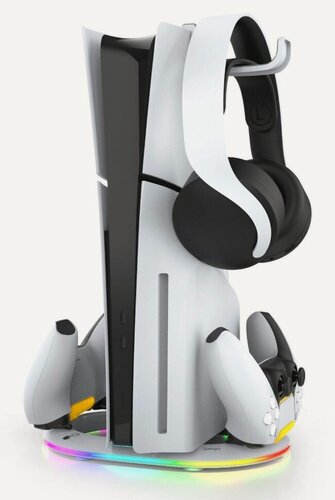 Изображение товара Светодиодная RGB подставка с зарядкой геймпадов для PS5 Slim | PS5 Pro (iPega PG-P5S045)