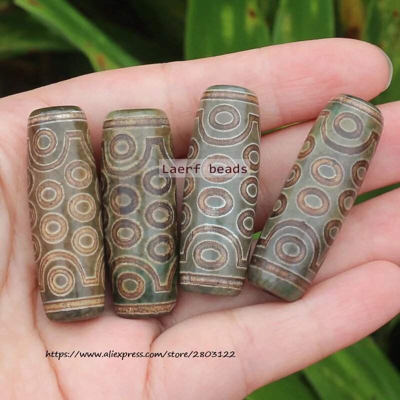 Зеленые серые тибетские бусины Дзи лаerf beads, 21eyes, 1pcs