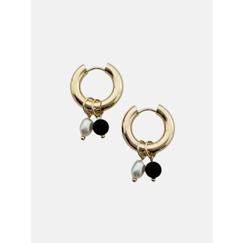 Серьги Pinkcode studio агат белый золотой бежевый черный 3325₽