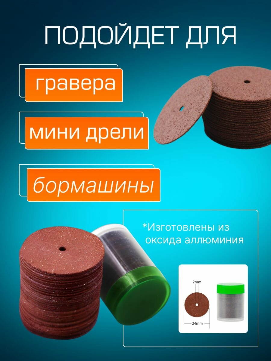 Набор отрезных кругов по металлу для гравера / мини дрели / бормашины. Диски отрезные 24мм/36шт — фото 1