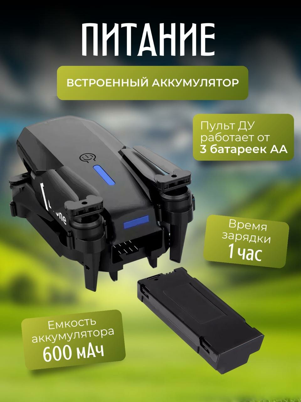 Мини квадрокоптер Drone E88 с видео камерой / Складной дрон с функцией Wi-Fi с кейсом для хранения — фото 1
