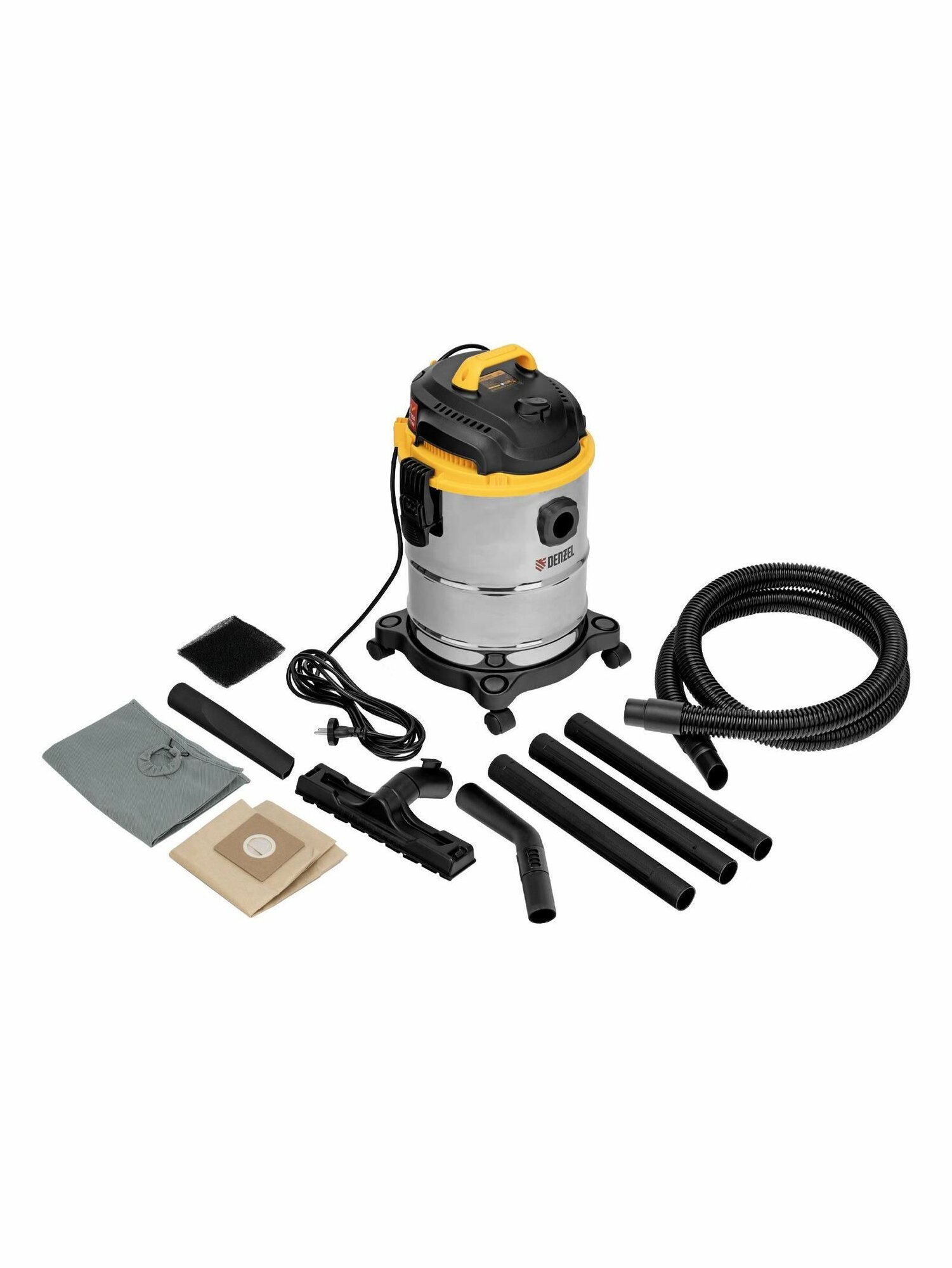 Пылесос строительный SVC15, 1200 Вт, бак 15 л, шланг 2 м Denzel