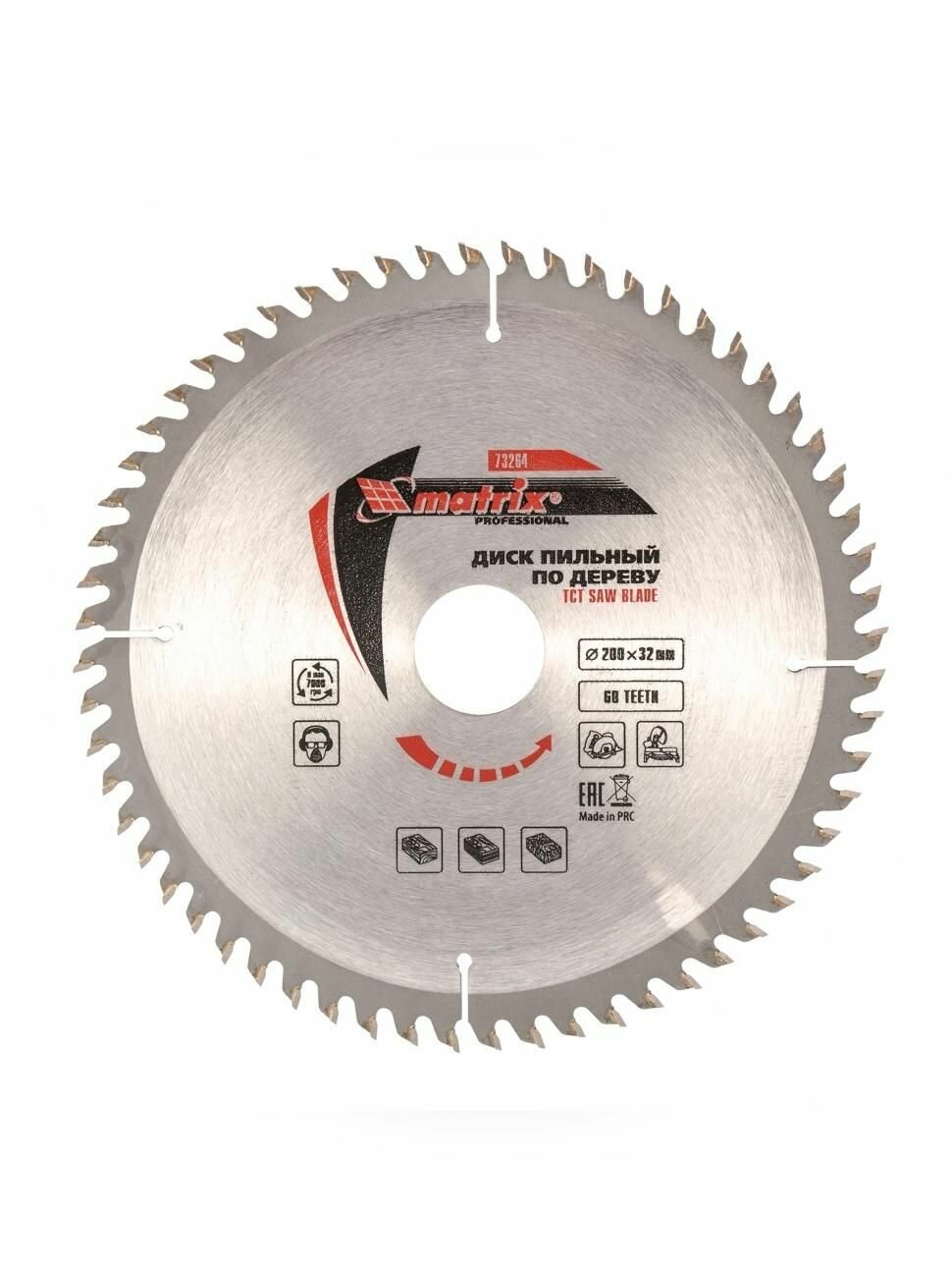 Пильный диск по дереву 200 х 32 мм 60 зубьев кольцо 30/32 Matrix Professional 73264