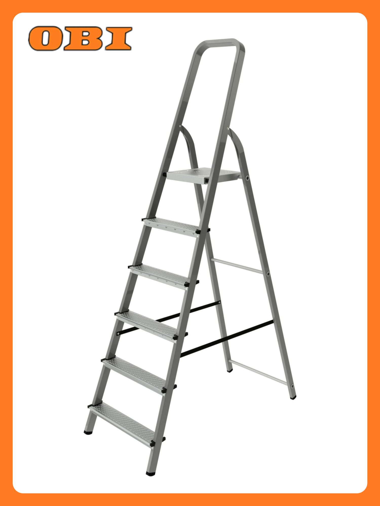 Стремянка стальная Новая Высота 1х6 ступеней с рифлёной рабочей площадкой