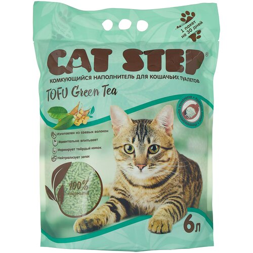 Комкующийся наполнитель Cat Step Tofu Green Tea растительный, 6 л 6 л 2.7 кг