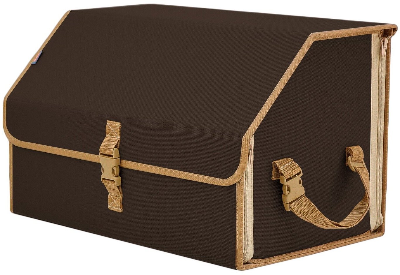 Органайзер-саквояж в багажник "Союз" (размер L). Цвет: коричневый с бежевой окантовкой.