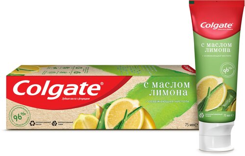 Зубная паста Colgate Naturals Освежающая чистота с маслом лимона, 75 мл, 75 г, зеленый