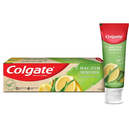 Зубная паста Colgate Naturals Освежающая чистота с маслом лимона, 75 мл, 75 г, зеленый колгейт паста зубная освежающая чистота с маслом лимона 75мл