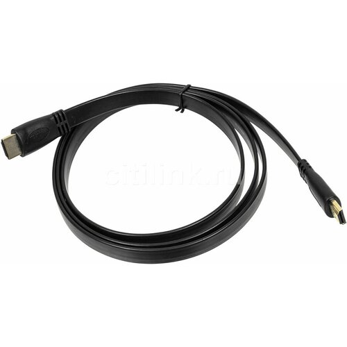 Кабель аудио-видео High Speed ver.1.4 Flat, HDMI (m) - HDMI (m) , ver 1.4, 1.5м, GOLD, FLAT, черный кабель аудио видео flat hdmi m hdmi m ver 1 4 3м flat черный