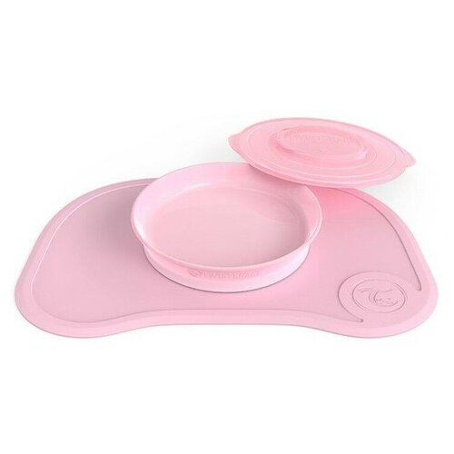Коврик Twistshake "Click Mat" с тарелкой, цвет: пастельный розовый (Pastel Pink)