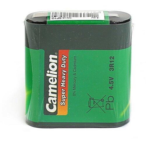 Батарейка солевая Camelion Super Heavy Duty, 3R12-1S (3R12-SP1G), 4.5В, спайка, 1 шт.