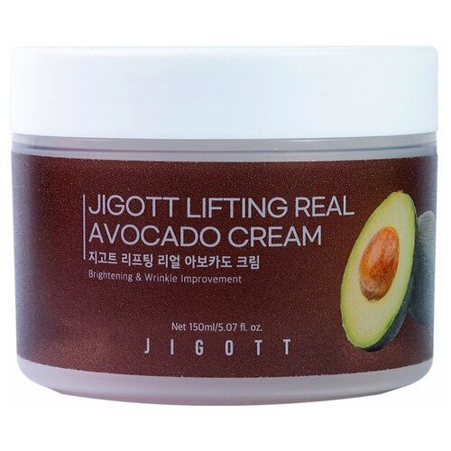 Jigott Lifting Real Avocado Cream<br><br>Крем для лица ТМ JIGOTT<br><br>Экстракт плодов авокадо (2 000 ppm) в составе крема увлажняет кожу и придает ей сияющий внешний вид, помогает регулировать гидролипидный баланс кожи. Содержит аденозин и ниацинамид, которые способствуют осветлению кожи и уменьшению морщин. <br><br>Применение: Нанесите небольшое количество крема на предварительно очищенную кожу лица и области шеи, слегка помассируйте, дайте впитаться. <br><br>Состав: Water (Aqua), Glycerin, Mineral Oil, Niacinamide, Cetyl Alcohol, Propylene Glycol, Cyclopentasiloxane, Sodium Hyaluronate, Polysorbate 60, Dimethicone, Phenoxyethanol, Glyceryl Stearate, PEG-100 Stearate, Cyclohexasiloxane, Dipropylene Glycol, Carbomer, Stearyl Alcohol, Triethanolamine, Sorbitan Sesquioleate, Myristyl Alcohol, Butylene Glycol, Lauryl Alcohol, 1,2-Hexanediol, Persea Gratissima (Avocado) Fruit Extract (2,000ppm), Centella Asiatica Extract, Polygonum Cuspidatum Root Extract, Scutellaria Baicalensis Root Extract, Camellia Sinensis Leaf Extract, Glycyrrhiza Glabra (Licorice) Root Extract, Chamomilla Recutita (Matricaria) Flower Extract, Rosmarinus Officinalis (Rosemary) Leaf Extract, Adenosine, Fragrance (Parfum), Disodium EDTA. Только для наружного применения. Хранить в недоступном для детей месте. В случае появления раздражения немедленно прекратить использование. Хранить при температуре от +5*С до +25*С. <br><br>Производитель: EdenFarm Co, Ltd, 3, Hwanggeum-ro 323beon-gil, Yangchon-eup, Gimpo-si, Gyeonggi-do, Республика Корея. <br><br>Организация, принимающая претензии: ООО „афродита”, 690109, РФ, г. Владивосток, ул. Ватутина 4д, помещение XXV, e-mail: info@afrodita. group. Номер партии: см. на упаковке. Срок годности: 36 месяцев. Годен до: см. на упаковке (гг/мм/дд). После вскрытия использовать в течение 12 месяцев. Объем: 150 мл. Артикул: 282669. Товар сертифицирован.