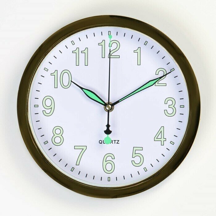 Часы настенные, серия: Классика, дискретный ход, 25 см, АА, флуоресцентные, часы интерьерные