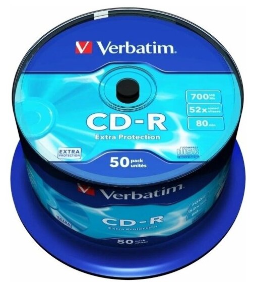 Диск Verbatim CD-R 80 52x DL CB/50