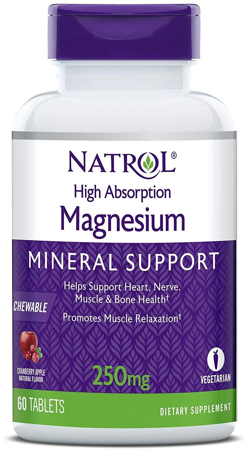 Добавки для сердца NATROL Минерал Natrol Magnesium High Absorption 250mg (60 таблеток)