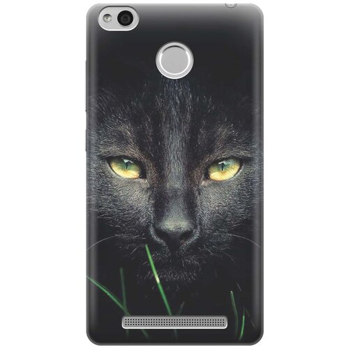 фото Cиликоновый чехол на xiaomi redmi 3 pro / сяоми редми 3 про с принтом "кошка в темноте" gosso