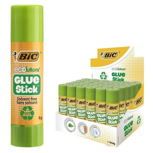 Клей-карандаш 8 г BIC Glue Stick ECOlutions, прозрачный, твёрдый