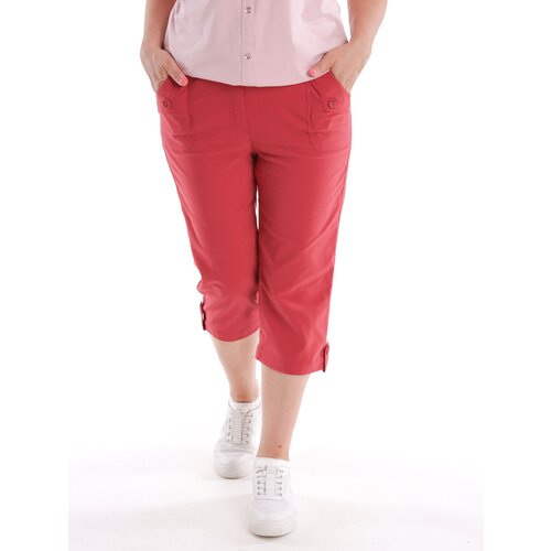 фото Капри ай & эль летние, свободный силуэт, повседневный стиль, пояс на резинке, карманы, размер 48, бордовый