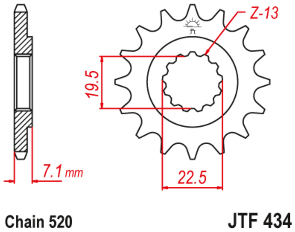 Звезда JT ведущая JTF434.13 13 зубьев