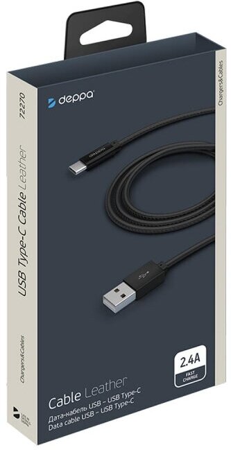 Кабель Deppa USB A - USB Type-C, USB 3.0, 1.2м, черный - фотография № 4