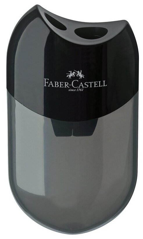 Точилка пластиковая Faber-Castell 2 отверстия, контейнер, черная 183500