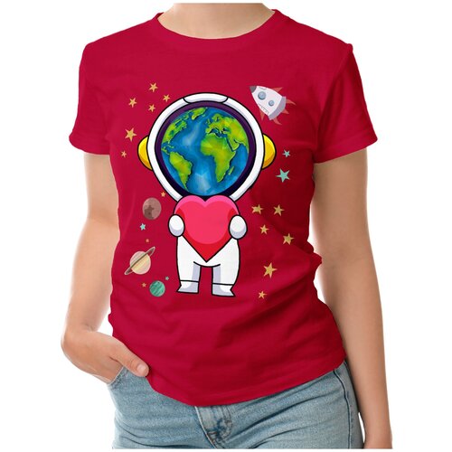 фото Женская футболка «люблю планету земля» (2xl, белый) roly