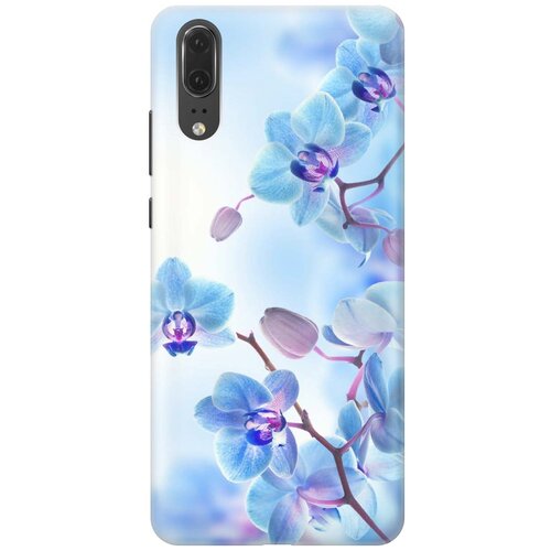 фото Cиликоновый чехол на huawei p20 / хуавей п20 с принтом "голубые орхидеи" gosso