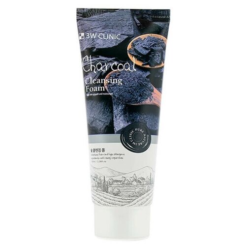 3W Clinic пенка для лица Charcoal Cleansing Foam, 100 мл, 100 г