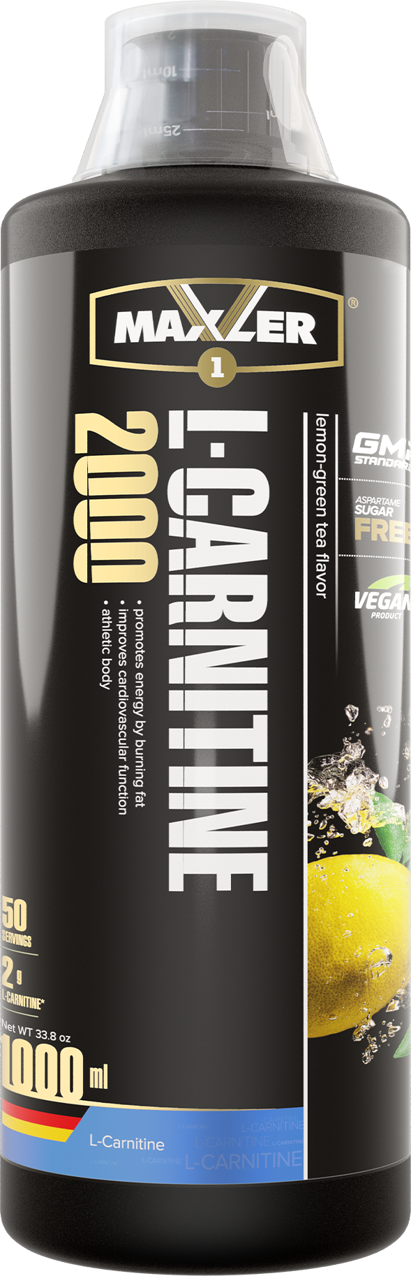 MAXLER EU L-Carnitine 2000 Vegan Product 1000  (Lemon-Green Tea Flavor)