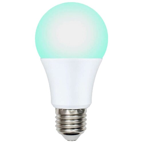 Светодиодная лампа для бройлеров UNIEL LED-A60-9W/SCBG/E27/FR/DIM IP65 PLO65WH спектр синий и зеленый, диммируемая