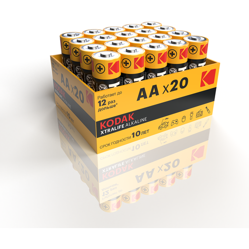 Батарейки Kodak LR06-20 bulk XTRALIFE Alkaline арт. Б0054765 (20 шт.) батарейки kodak lr03 20 bulk xtralife alkaline арт б0054764 20 шт