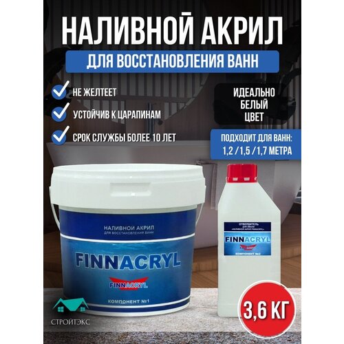 Жидкий акрил FINNACRYL для реставрации ванны 1,2 - 1,7м (3,6 кг)