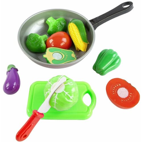 Набор продуктов с посудой Mary Poppins Овощи в сковороде 453045 серый/розовый/зеленый