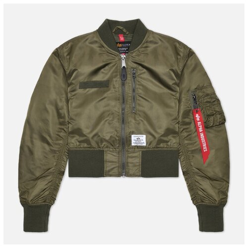 Бомбер  ALPHA INDUSTRIES, средней длины, подкладка, размер M, зеленый