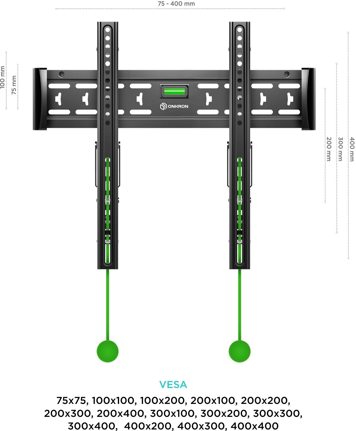 ONKRON SN14 черный {Для телевизоров диагональю 32"-55" VESA: 75x75, 100x100, 100x200, 200x100, 200x200, 200x300, 200x400, 300x100, 300x200, 300x300, 300x400, 400x200, 400x300,400x400 мм} - фото №15