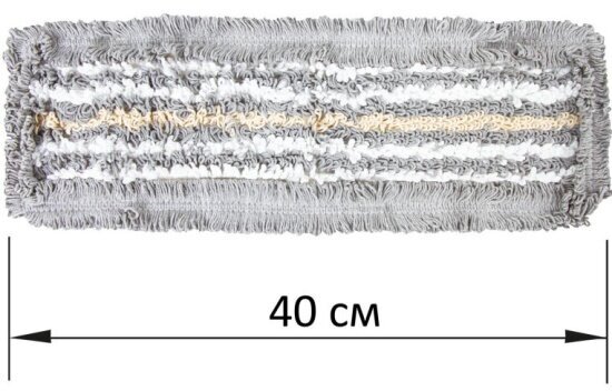 Насадка МОП плоская Лайма "EXPERT", для швабры/держателя 40 см, ТИП У/К, хлопок/микрофибра, серая, 606629, ТВ-17-15