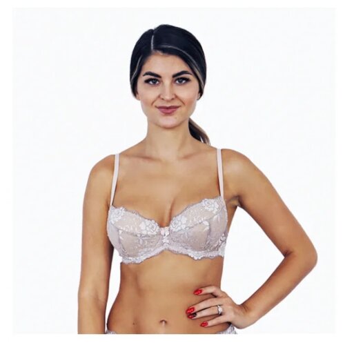 фото Бюстгальтер glora, размер 70d, бежевый с серебром