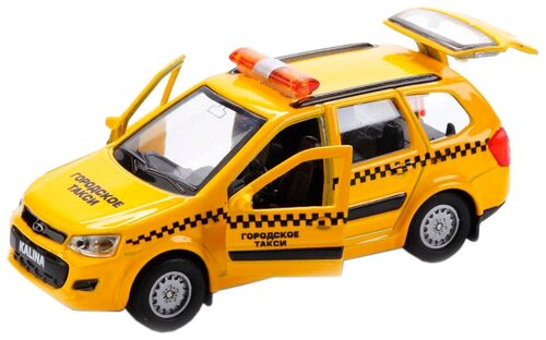 Легковой автомобиль ТЕХНОПАРК Lada Kalina Cross Такси (SB-16-46-T-WB) 1:132, 12 см, желтый